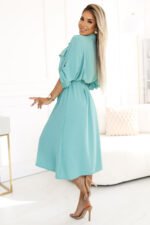531-2 Midi shirt dress with gold buttons and ties - mint-2
