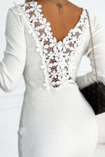 532-1 Comfortable sweater dress with lace on the back - ecru-5