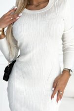 532-1 Comfortable sweater dress with lace on the back - ecru-6