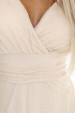 562-6 NASTIA Long dress with a neckline and short sleeves - beige-6