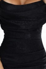 563-2 COSIMA Shiny and elegant draped dress - black-6