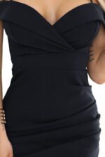 564-11 CALLIE Off-the-shoulder midi dress with a neckline - black-6