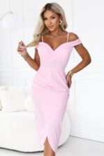 564-12 CALLIE Midi dress with off-shoulder and neckline - pastel pink-6
