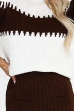 571-2 Two-piece sweater set with matching skirt - chocolate-5