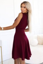 573-4 Exclusive dress with a flared bottom and a zipper - burgundy-2