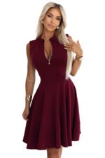 573-4 Exclusive dress with a flared bottom and a zipper - burgundy-7