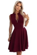 573-4 Exclusive dress with a flared bottom and a zipper - burgundy-7
