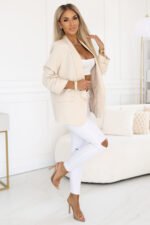 588-2 Women's classic jacket with draped sleeves - beige-2