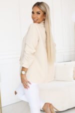 588-2 Women's classic jacket with draped sleeves - beige-3