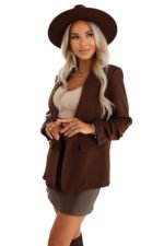 588-3 Women's classic jacket with draped sleeves - chocolate-6