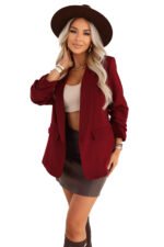 588-4 Women's classic jacket with draped sleeves - burgundy-7