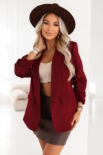 588-4 Women's classic jacket with draped sleeves - burgundy-1