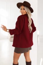 588-4 Women's classic jacket with draped sleeves - burgundy-3