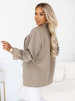 588-8 Women's classic blazer with draped sleeves - fango-3