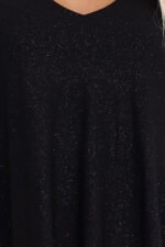 597-1 LIVIA Elegant trapeze dress with butterfly sleeves - black with glitter-5