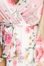 603-4 Airy wrap maxi dress with floral pattern - pink roses-8