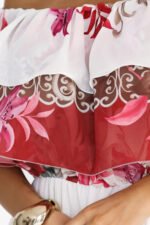 606-1 Long summer dress with a Spanish pattern - floral red ombre pattern-6