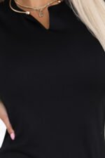 608-1 Sensual pencil dress with short sleeves and decorative neckline – black-7