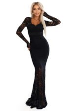 620-1 Evening lace maxi dress with long sleeves - black-7
