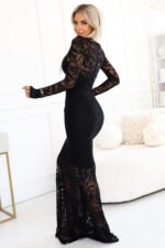 620-1 Evening lace maxi dress with long sleeves - black-2