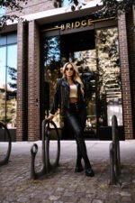 624-3 Short biker jacket with fringes made of soft eco leather - black-4