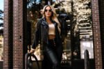 624-3 Short biker jacket with fringes made of soft eco leather - black-8