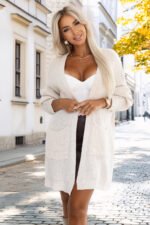625-1 Cardigan - sweater cape with pockets - beige-6