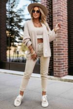631-1 Stylish cardigan made of soft sweater knit - beige-2