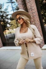 631-1 Stylish cardigan made of soft sweater knit - beige-4