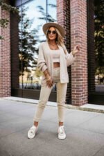 631-1 Stylish cardigan made of soft sweater knit - beige-7