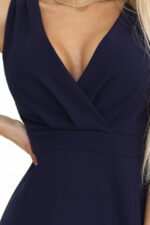 634-1 MIRA elegant maxi dress with a wrap neckline and a slit on the leg - navy blue-6