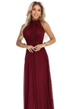 636-1 VERONICA luxurious long dress with a brocade accent and a chic shape - burgundy-8