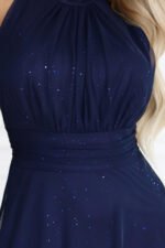636-2 VERONICA luxurious long dress with a brocade accent and a chic cut - navy blue-6