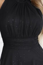 636-3 VERONICA luxurious long dress with a brocade accent and a chic cut - black-6