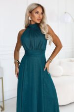 636-4 VERONICA Luxurious long gown with a glitter accent and a chic cut - green-2
