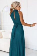 636-4 VERONICA Luxurious long gown with a glitter accent and a chic cut - green-6