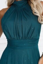 636-4 VERONICA Luxurious long gown with a glitter accent and a chic cut - green-9