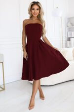 641-1 VIVIENNE corset flared midi dress for special occasions - burgundy-4