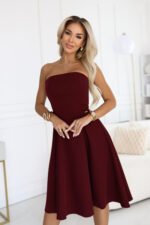 641-1 VIVIENNE corset flared midi dress for special occasions - burgundy-2