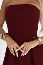 641-1 VIVIENNE corset flared midi dress for special occasions - burgundy-5