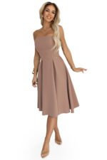 641-2 VIVIENNE corset flared midi dress for special occasions - beige-6