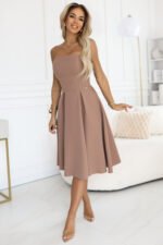 641-2 VIVIENNE corset flared midi dress for special occasions - beige-4