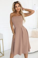 641-2 VIVIENNE corset flared midi dress for special occasions - beige-3