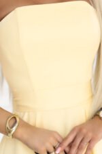641-3 VIVIENNE Corset Flared Midi Dress with Belt - Pastel Yellow-9