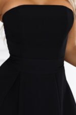 641-5 VIVIENNE Corset-style flared midi dress with a belt - black-9