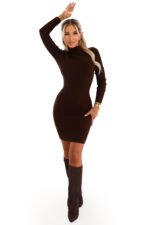 652-2 Elegant fitted sweater dress with a turtleneck, beautifully emphasizing the figure - chocolate-6