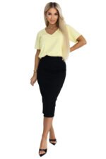 665-1 Cotton women's top with V-neckline and short sleeve - butter yellow-6