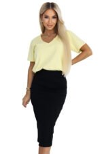 665-1 Cotton women's top with V-neckline and short sleeve - butter yellow-11