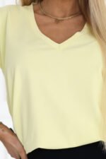665-1 Cotton women's top with V-neckline and short sleeve - butter yellow-8