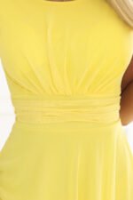 676-3 Wedding dress with a tulle layer and accentuated waist - lemon limoncello-6
